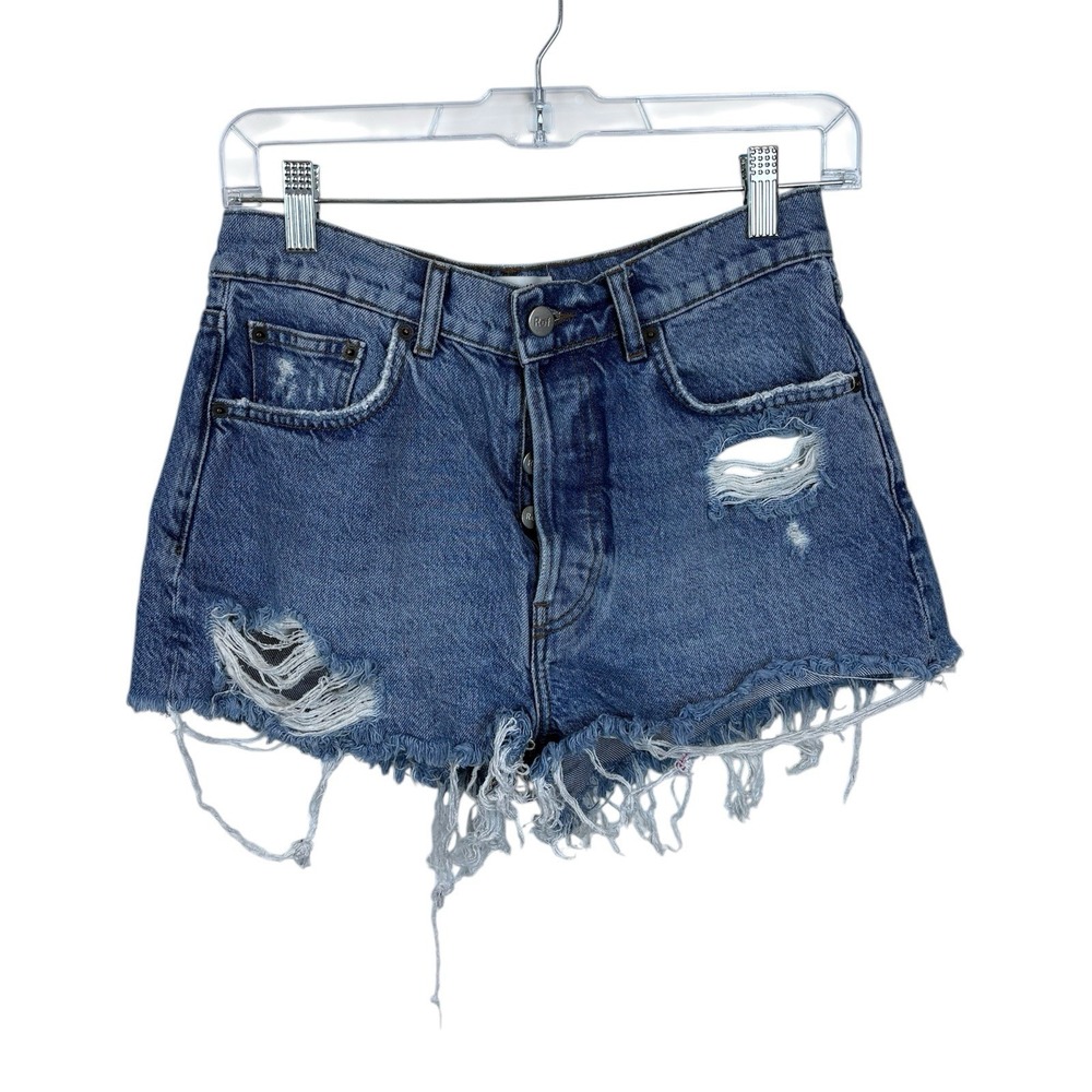Reformation Jeans Denim Shorts Dixie High Rise Distressed Jean Short Size 26